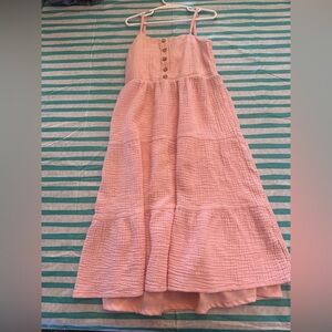 girls Size 12 bTween pink smocked dress with adjustable spaghetti straps